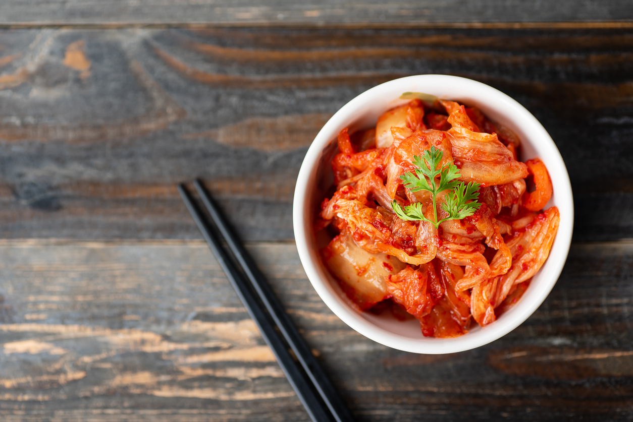 Kimchi cabbage in a bowl, Korean food